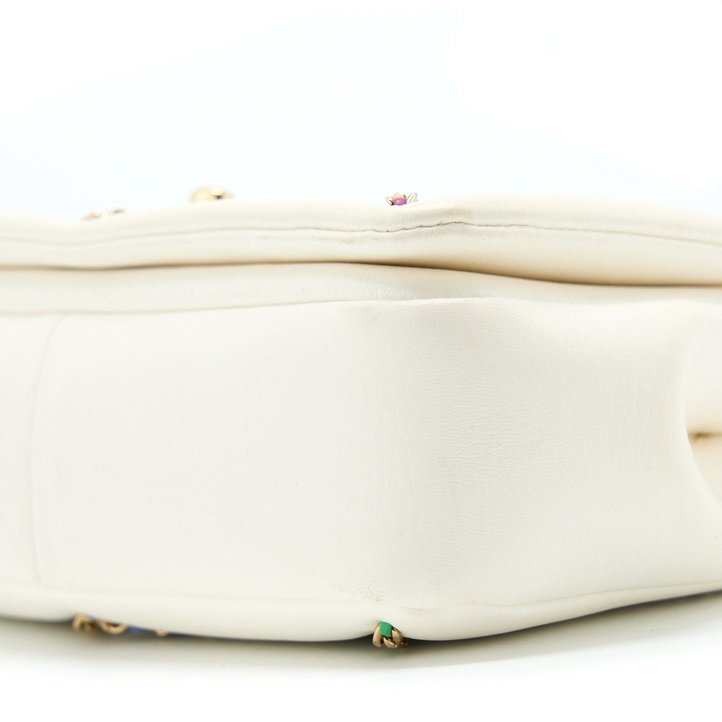 Chanel Small Flap Bag Lambskin White/Multicolor L