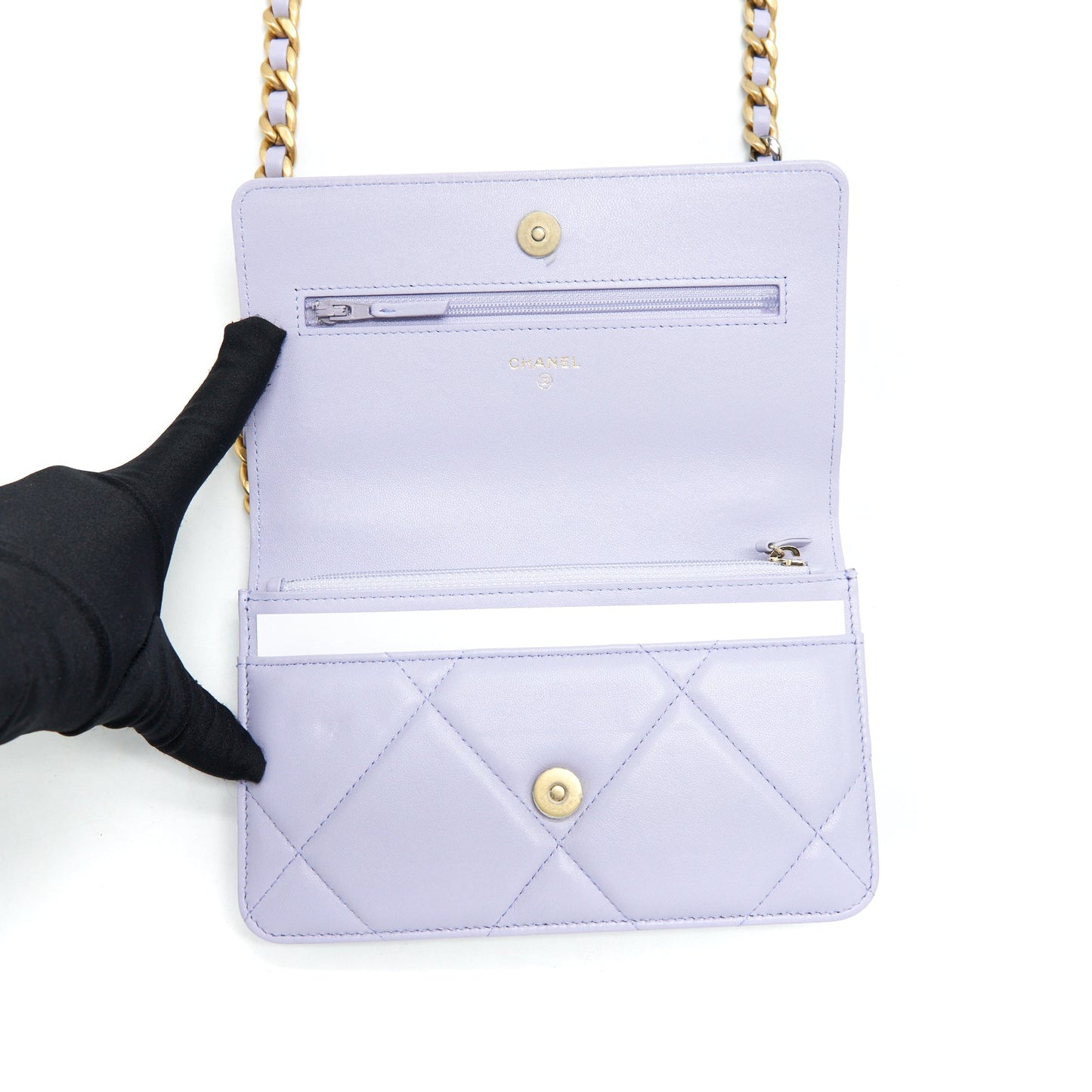 Chanel 19 Wallet On Chain Lambskin Light Purple