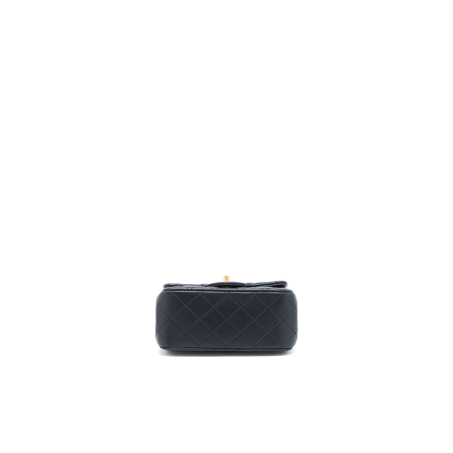 Chanel 23S Camellia Chain Mini Square Flap Bag Lambskin Black Brushed  (Microchip)