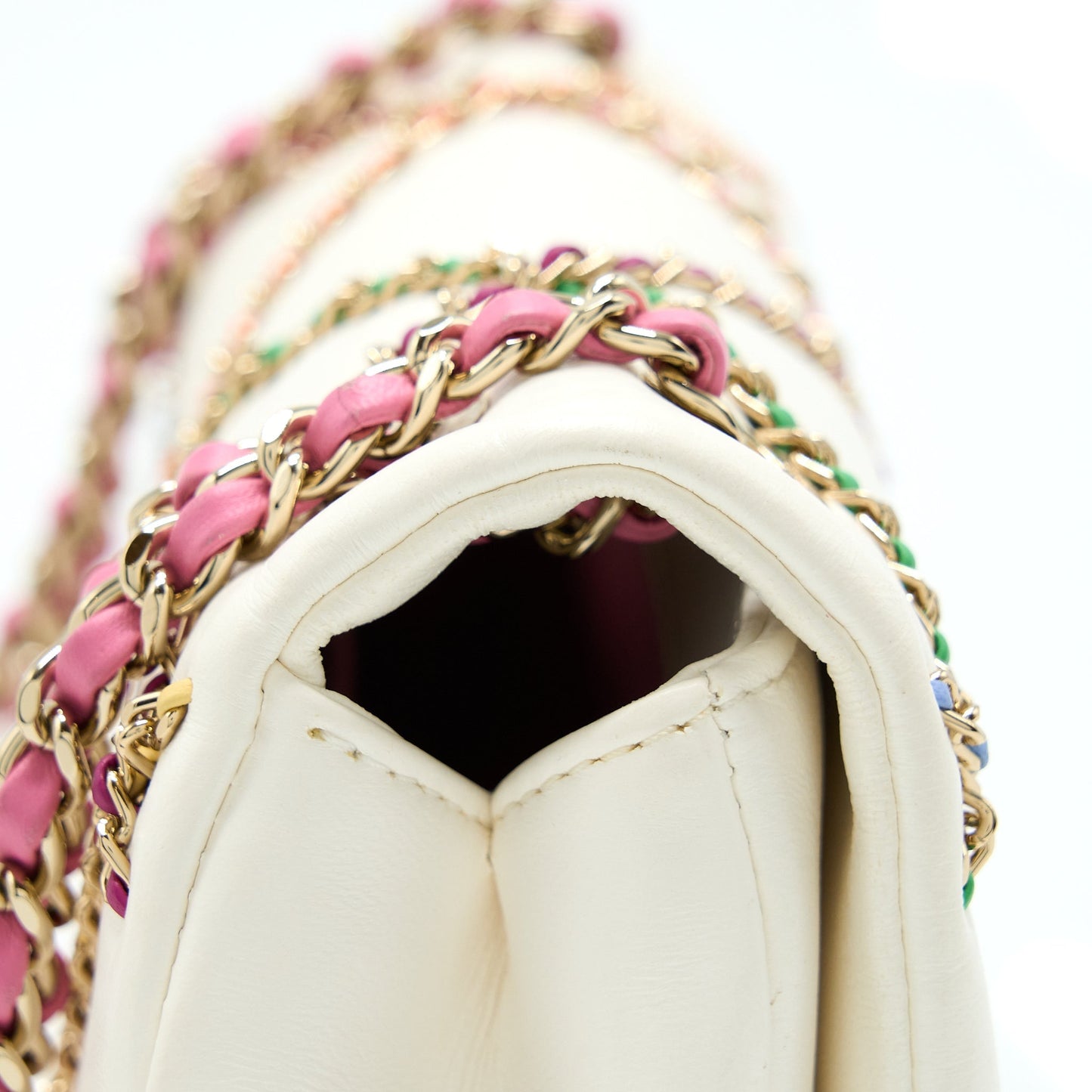 Chanel Small Flap Bag Lambskin White/Multicolor L