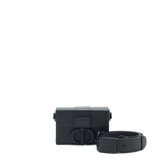 Dior 30 Montaigne Box Purse in Grained Calfskin So Black