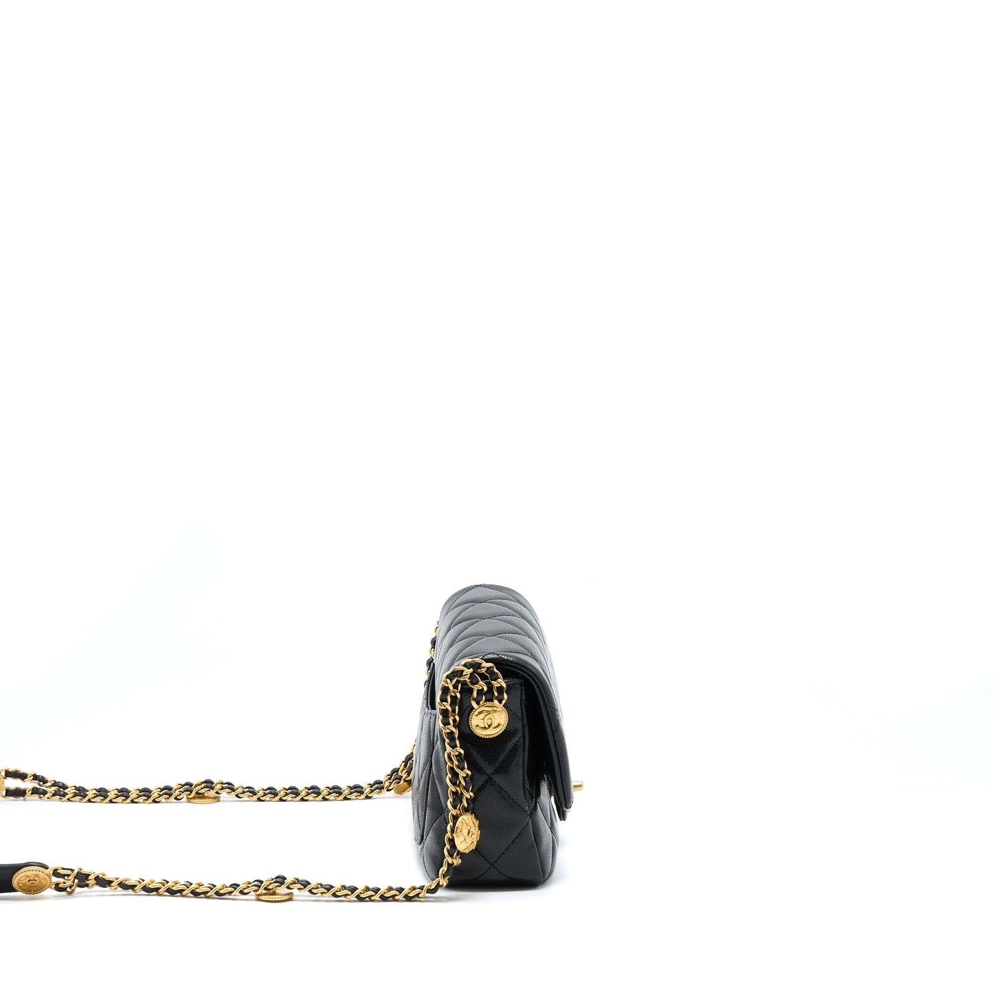 Chanel 22A Small Flap Bag Caviar Black Brushed Gold Hardware