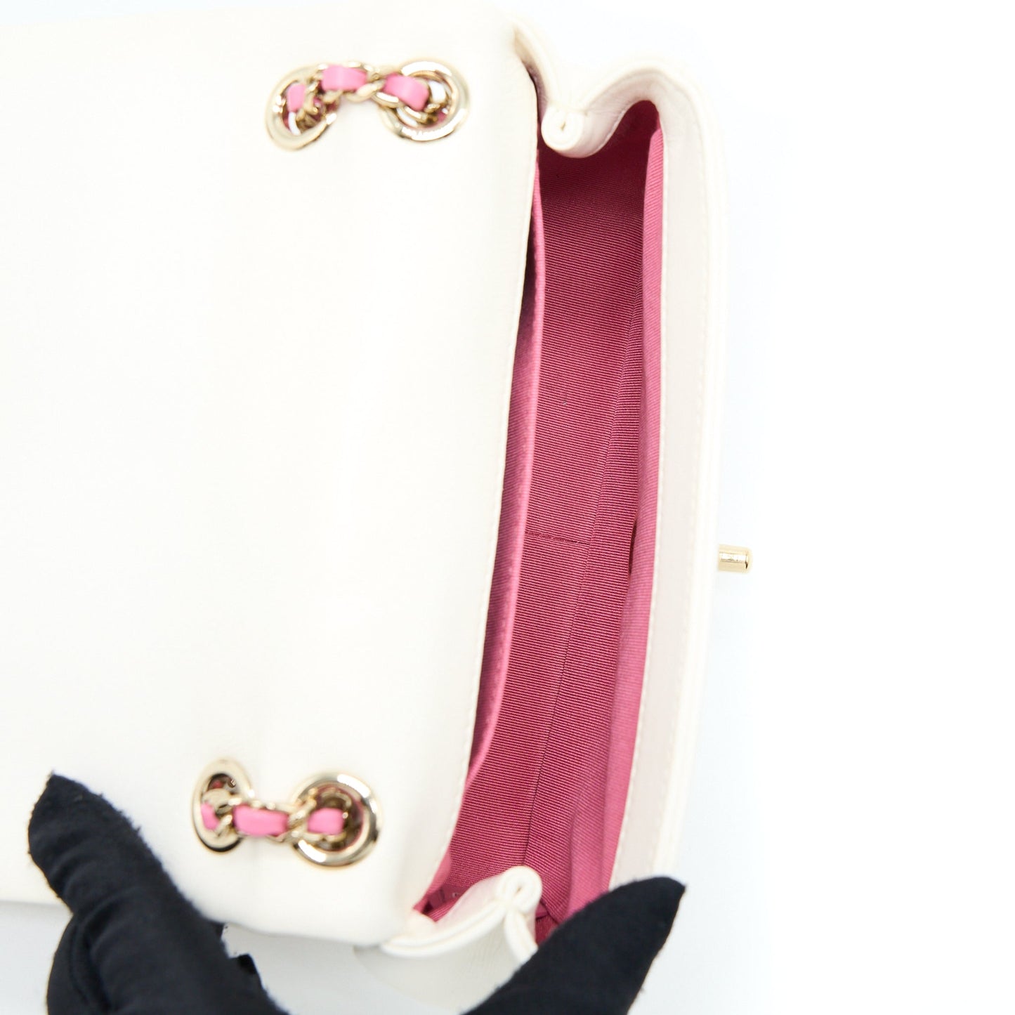 Chanel Small Flap Bag Lambskin White/Multicolor L