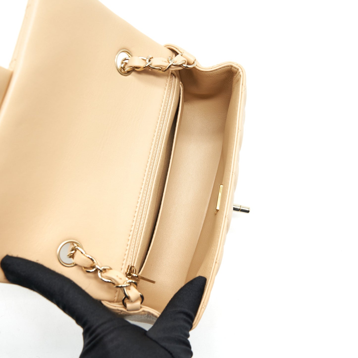 Chanel Mini Rectangular Lambskin Beige L
