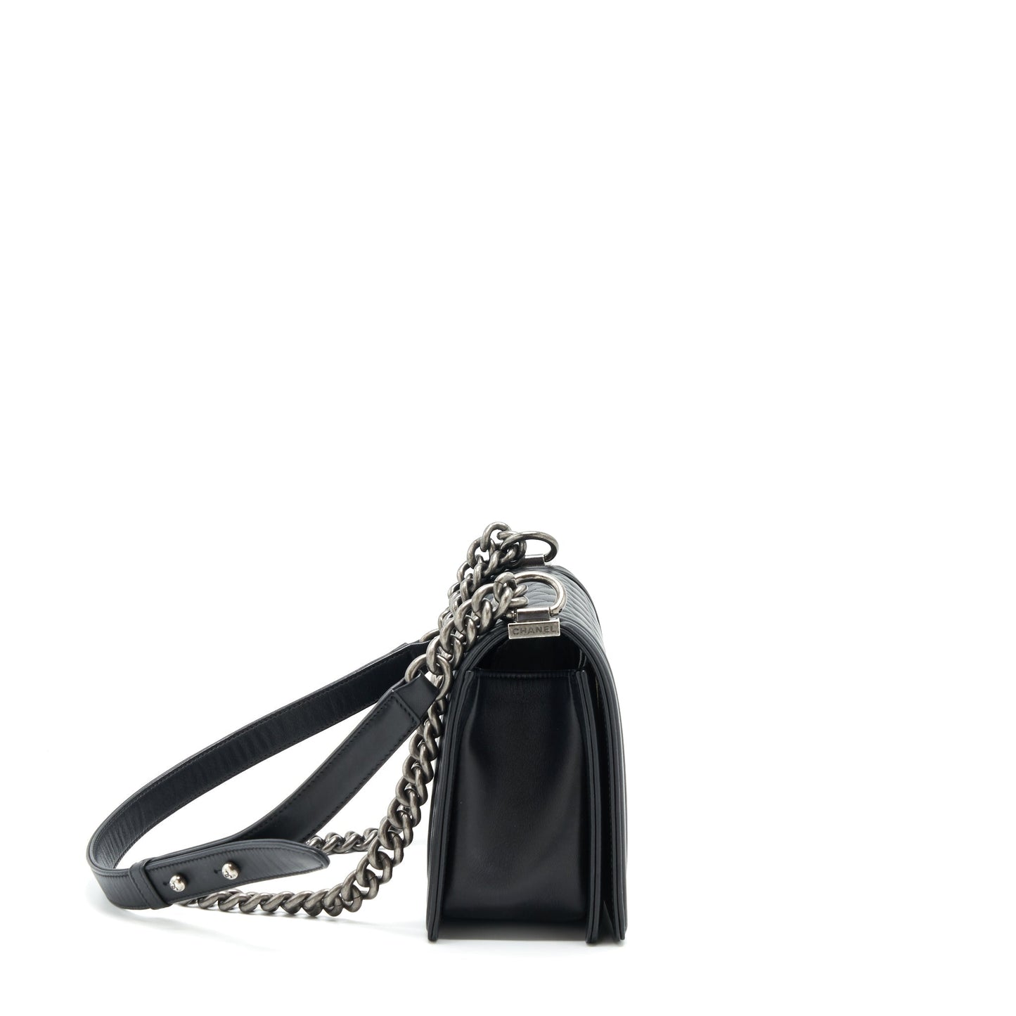 Chanel medium boy black Lambskin Ruthenium
