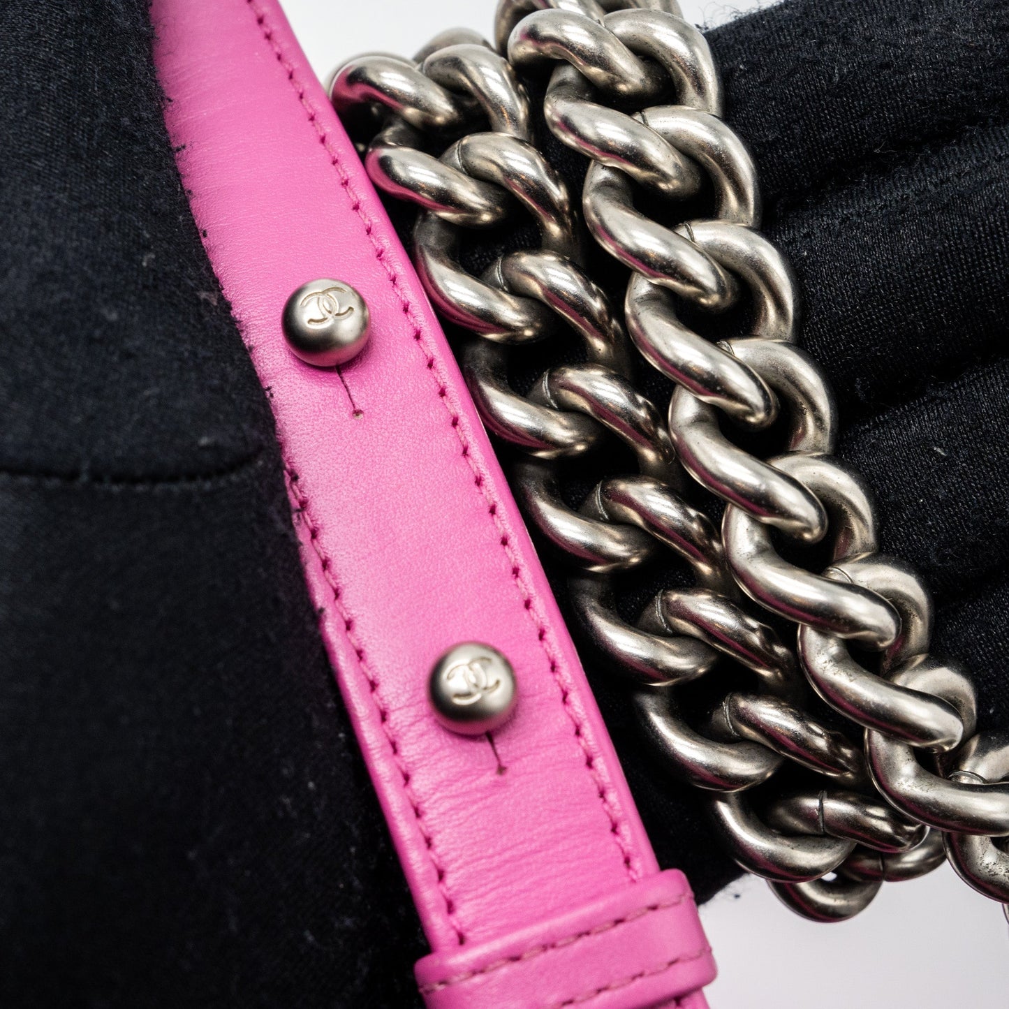 Chanel Medium Boy Bag Python Pink Brushed