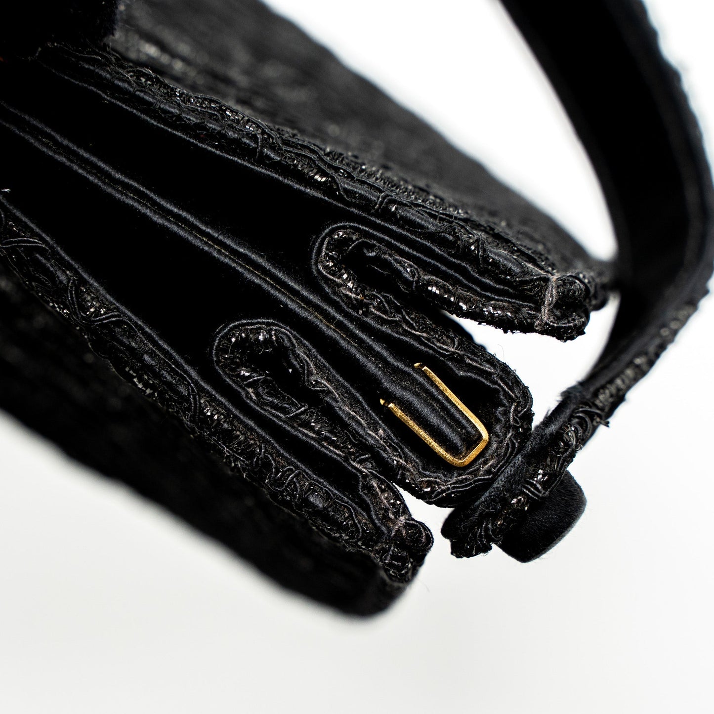 Chanel  Double Sided Tumlock Handbag Laced Satin Black