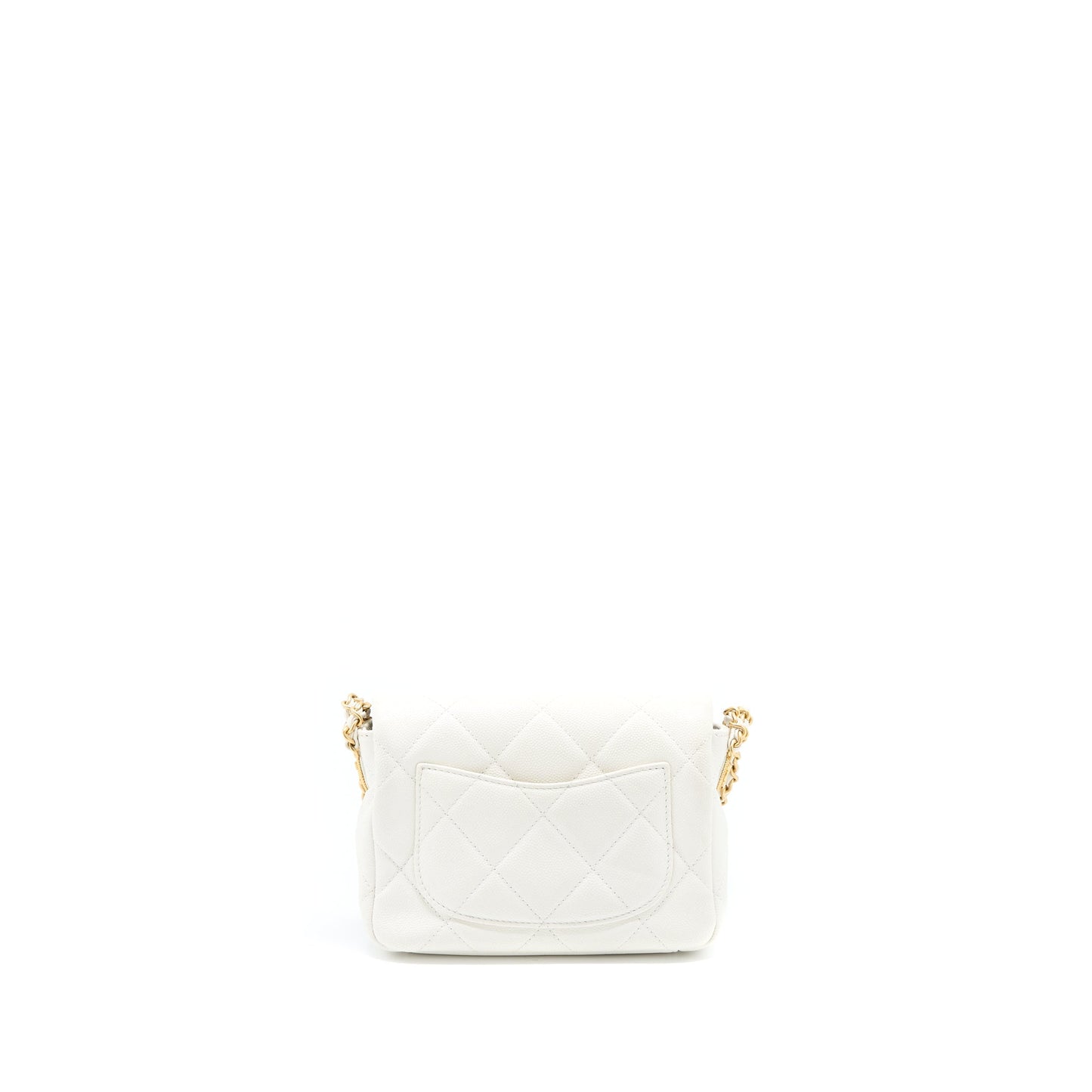 Chanel 22A Mini Square Flap Bag Caviar White Brushed  (Microchip)