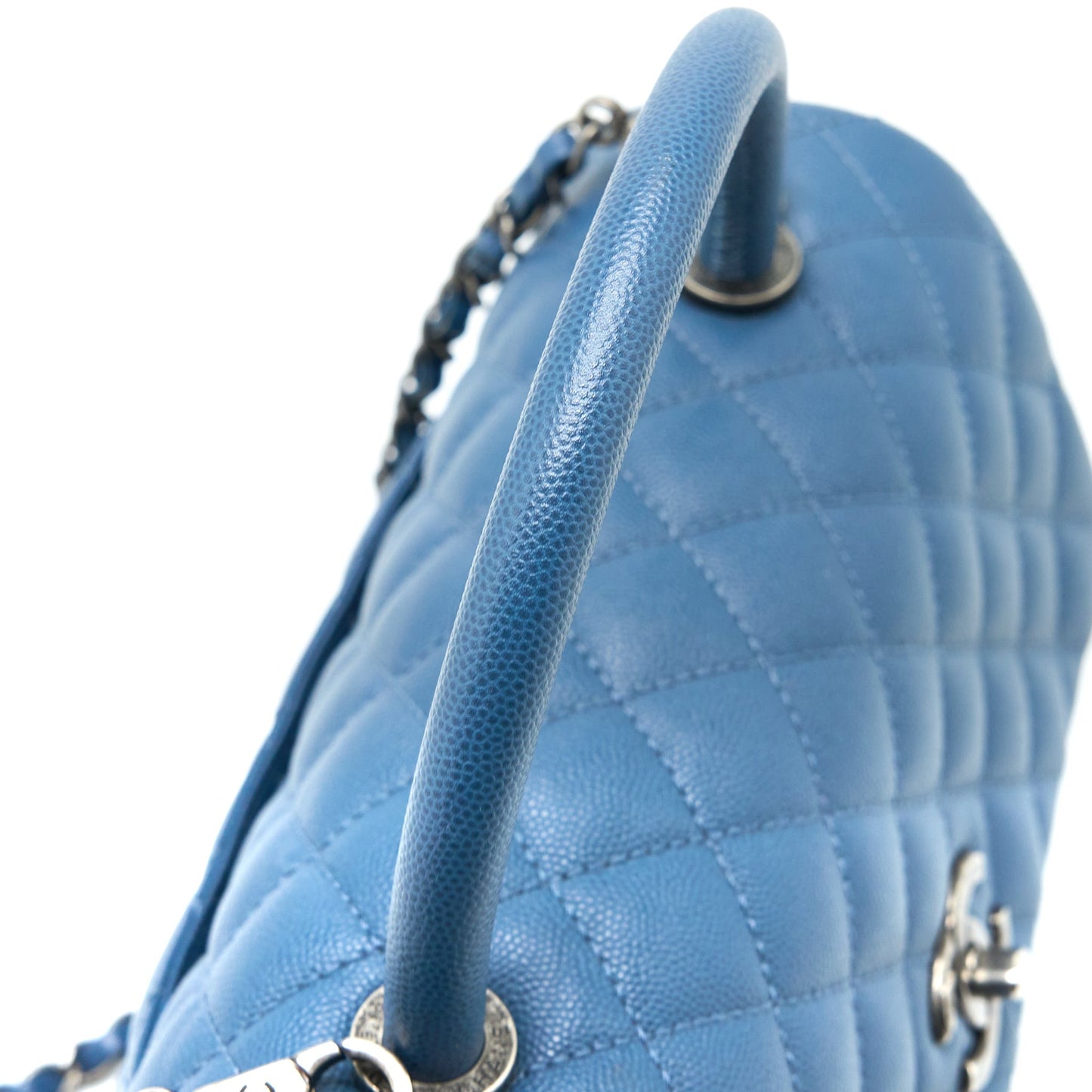 Chanel Medium Coco Handle Caviar Blue Ruthenium