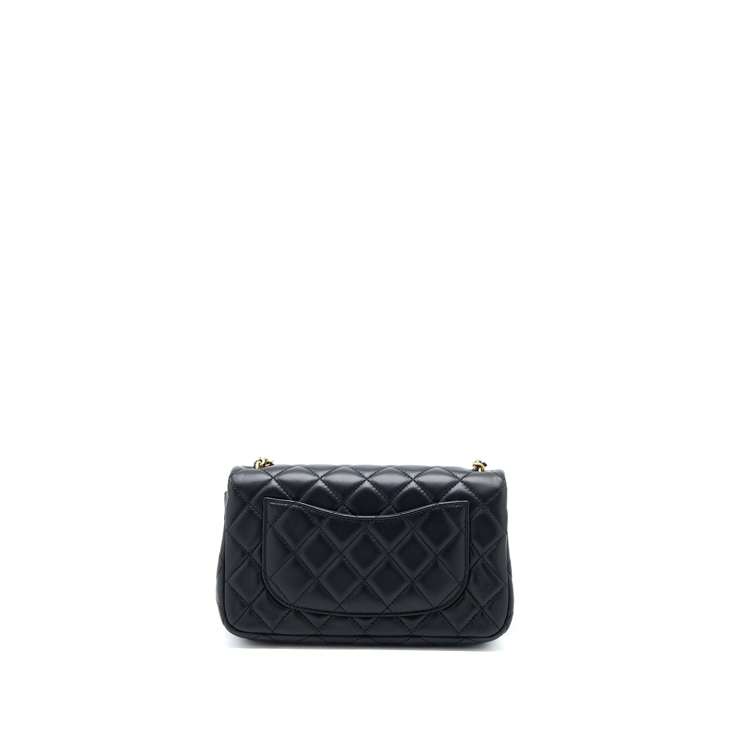 Chanel Pearl Crush Mini Rectangular Flap Bag Lambskin Black Brushed