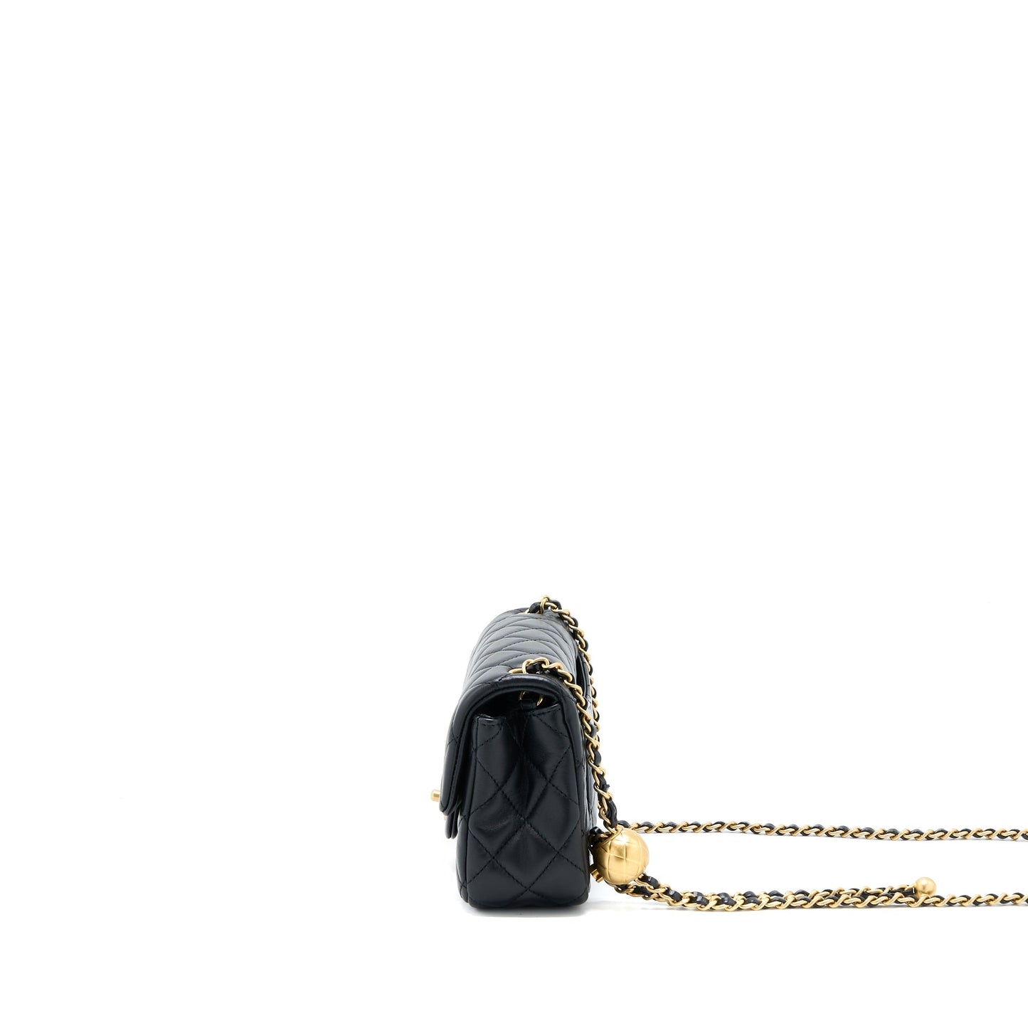 Chanel Pearl Crush Mini Rectangular Flap Bag Lambskin Black Brushed