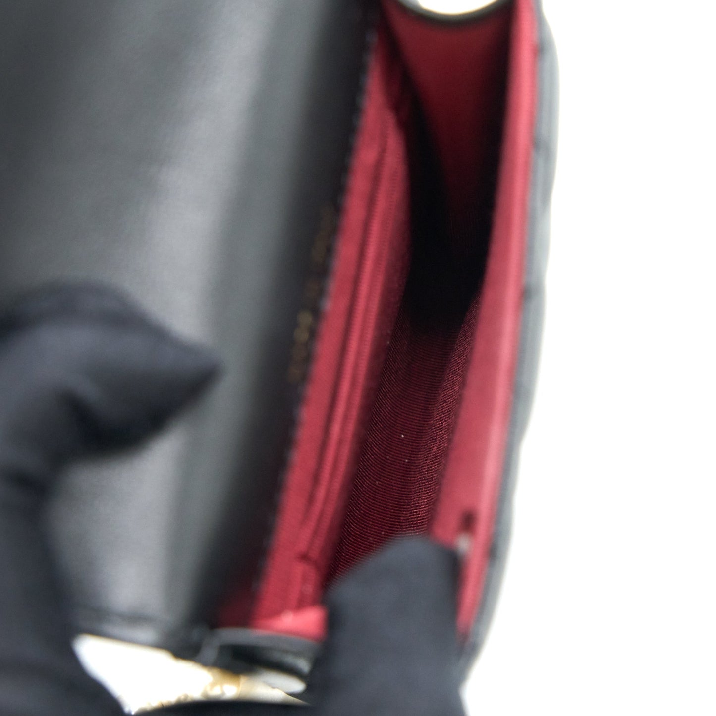 Chanel Vertical Flap Phone Pouch with Pearl Chain Lambskin Black Brushed