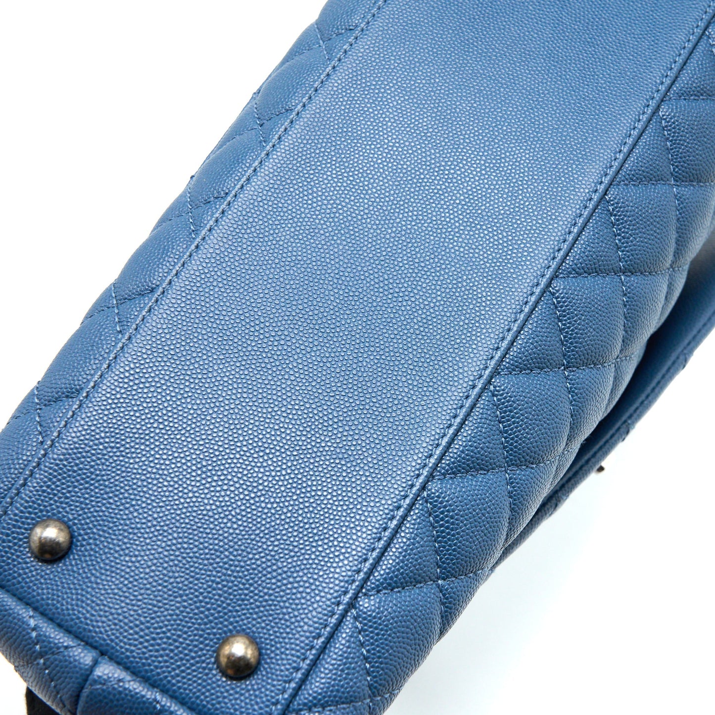 Chanel Medium Coco Handle Caviar Blue Ruthenium