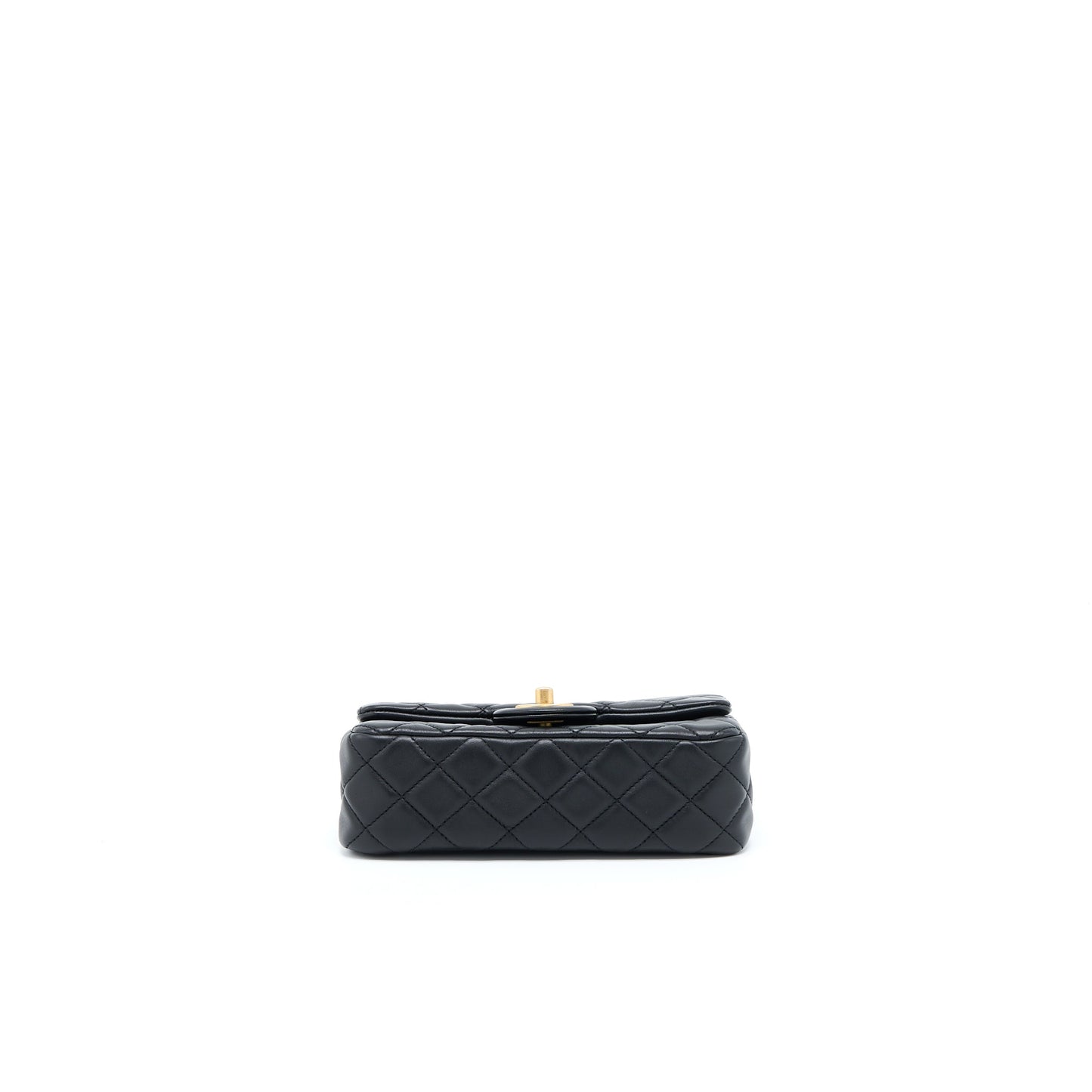 Chanel Pearl Crush Mini Rectangular Flap Bag Lambskin Black Brushed