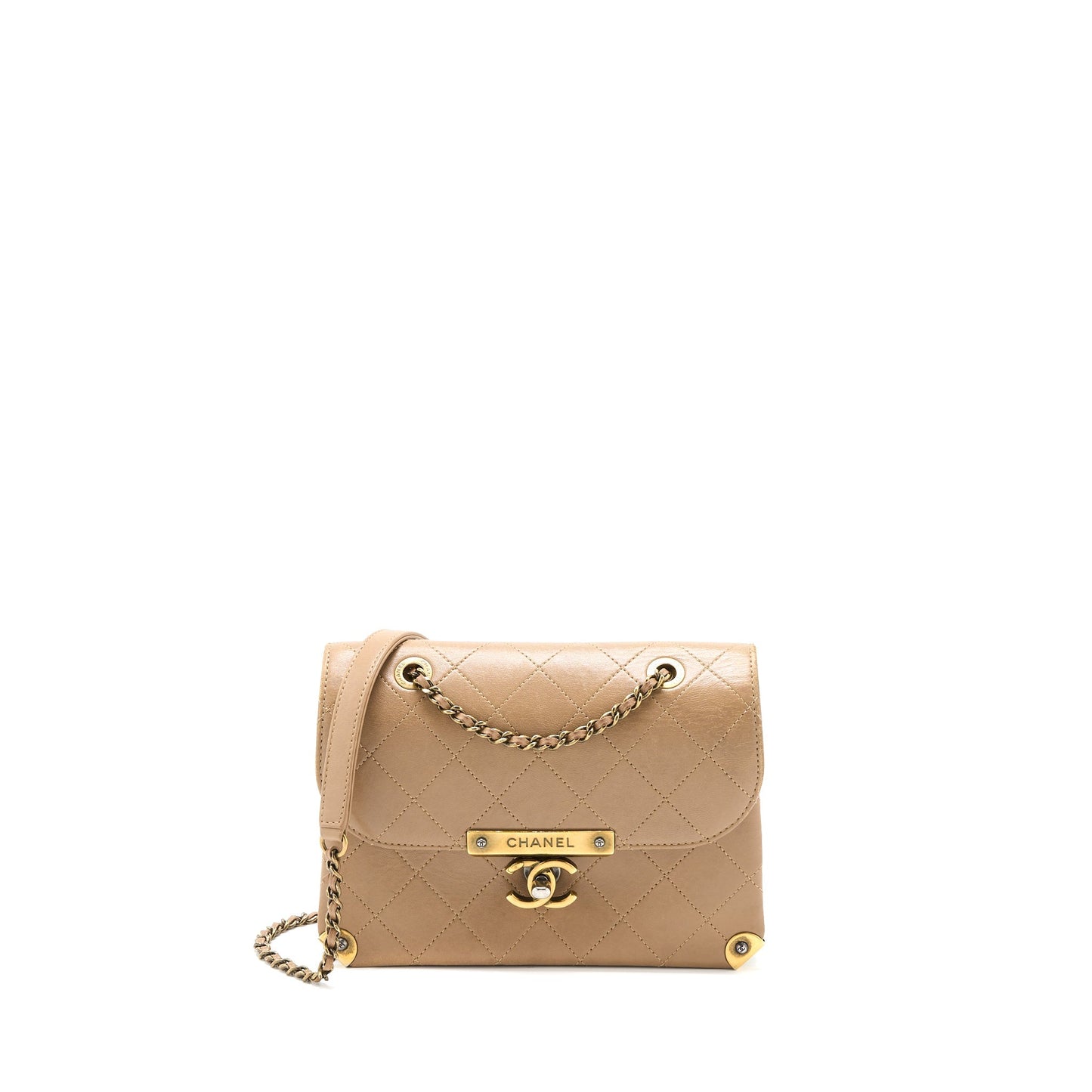 Chanel Messenger Flap Bag Lambskin Beige
