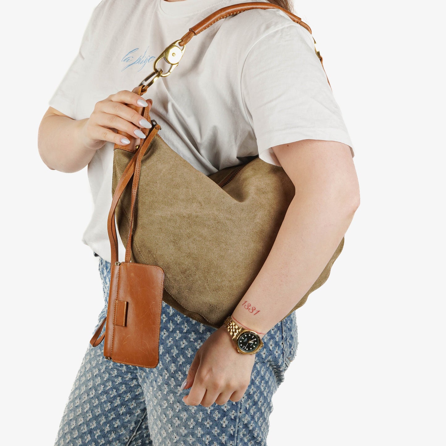 Gucci Suede Handle Ring Hobo Bag