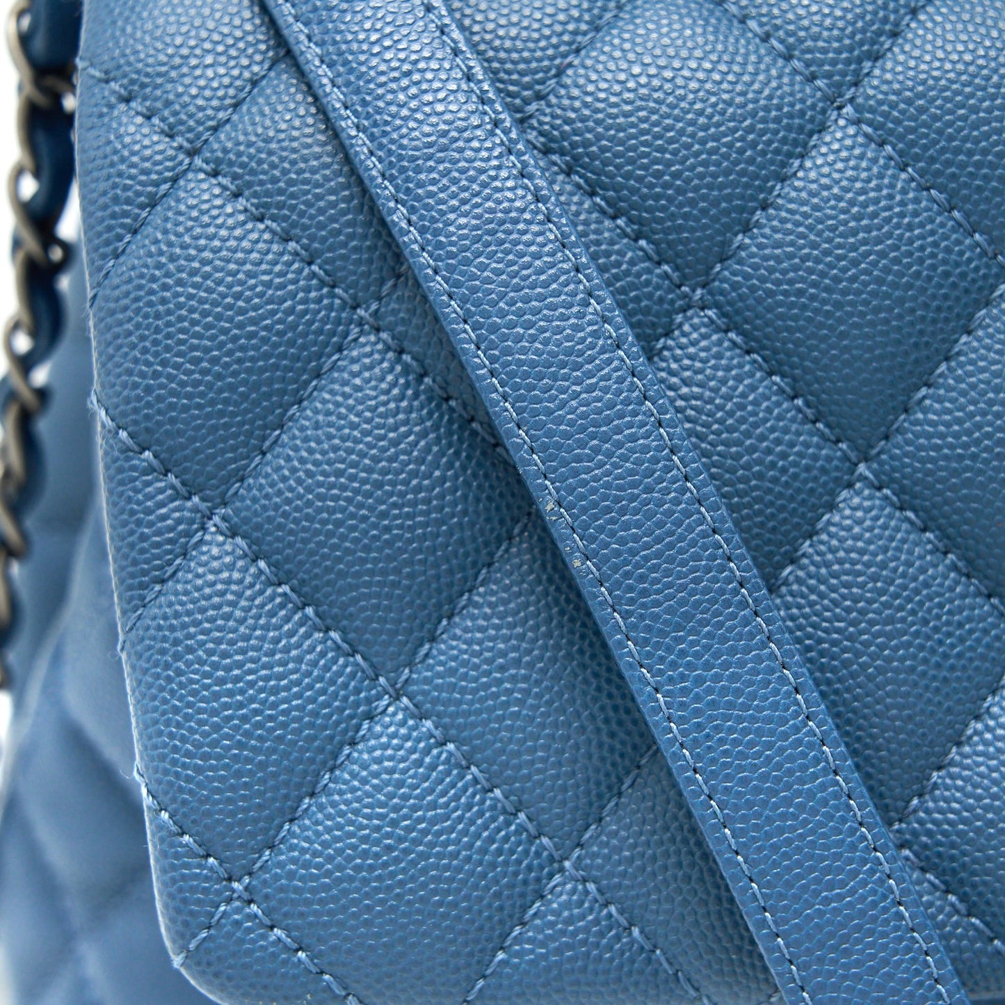 Chanel Medium Coco Handle Caviar Blue Ruthenium