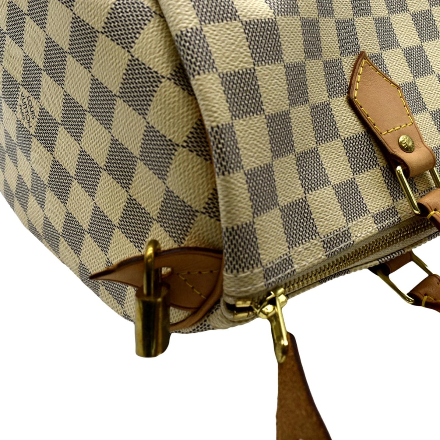LOUIS VUITTON  35 Damier Azur Satchel Bag White