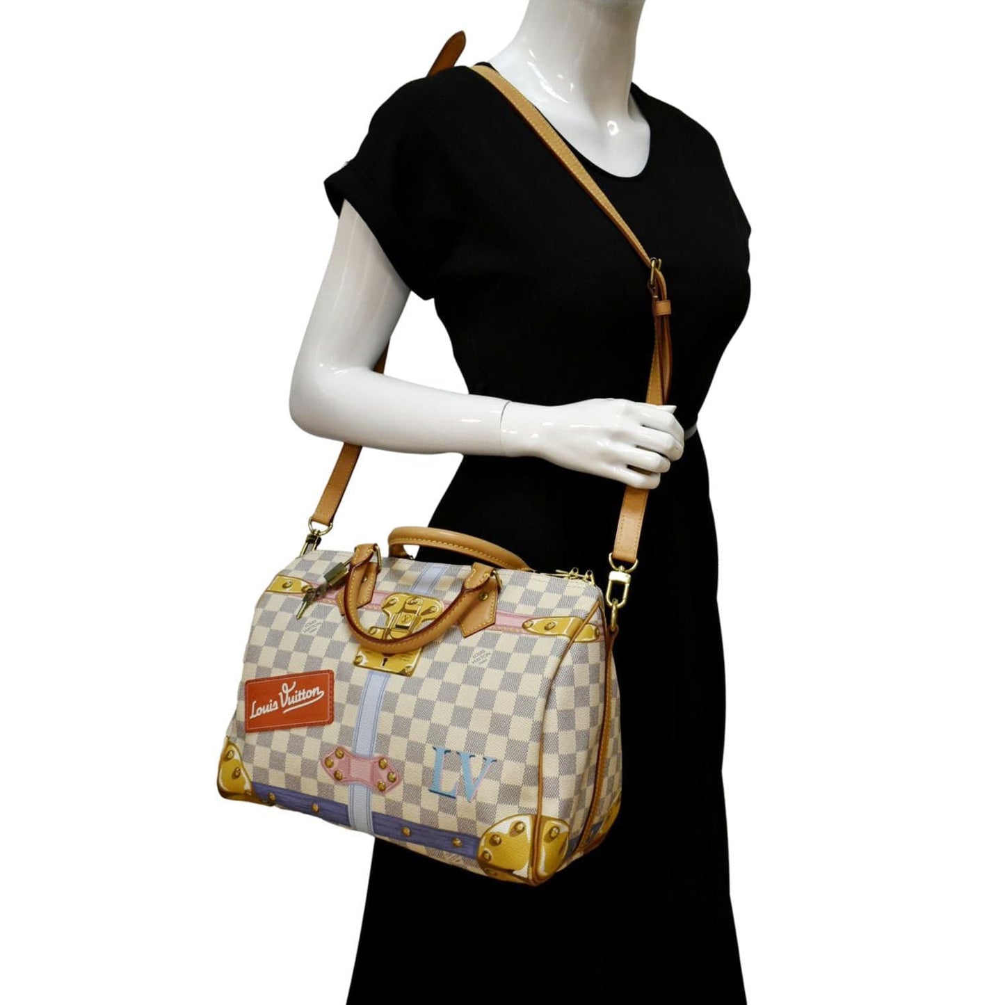 LOUIS VUITTON Summer Trunks  Damier Azur Satchel Shoulder Bag White