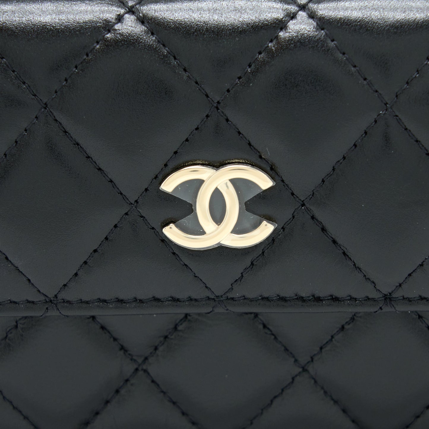 Chanel Mini Flap Bag with Giant Pearl Chain Lambskin Black L