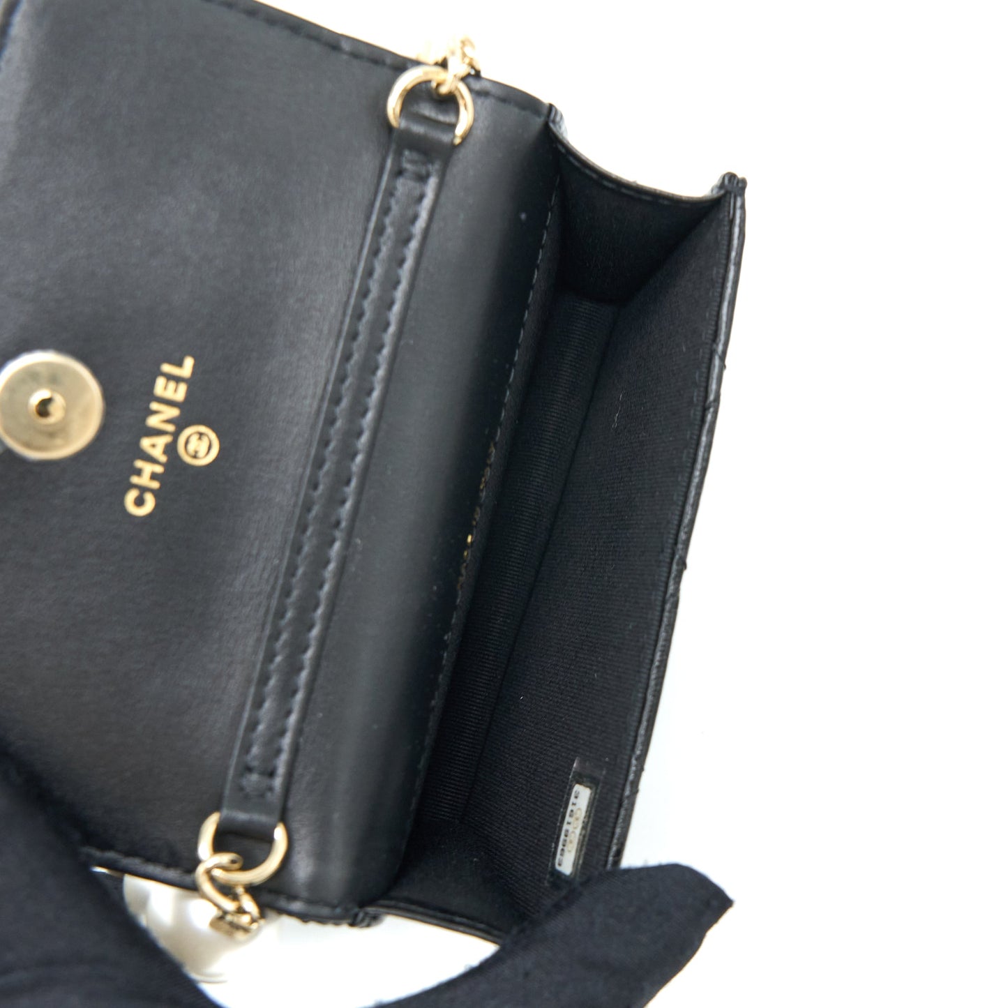 Chanel Mini Flap Bag with Giant Pearl Chain Lambskin Black L