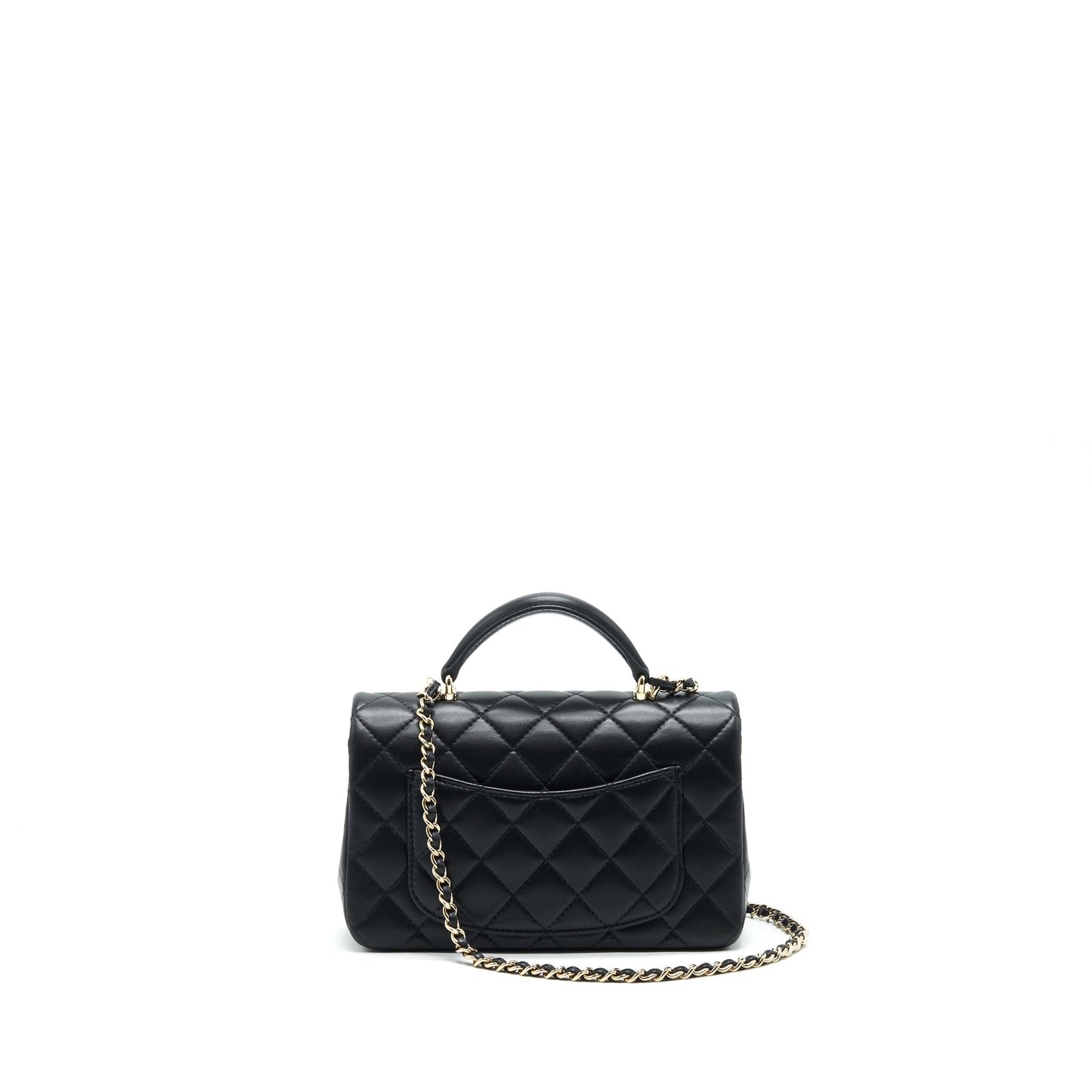 Chanel 21K Top Handle Mini Rectangular Flap Bag Black