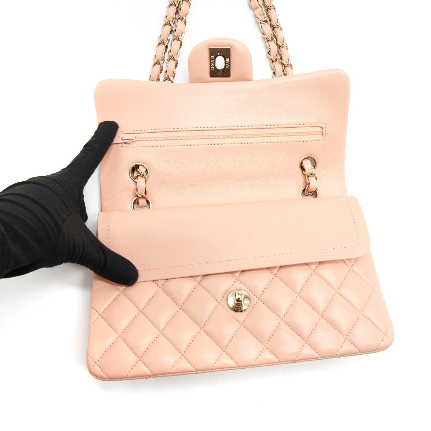 Chanel Small Classic Double Flap Bag Lambskin Pink L