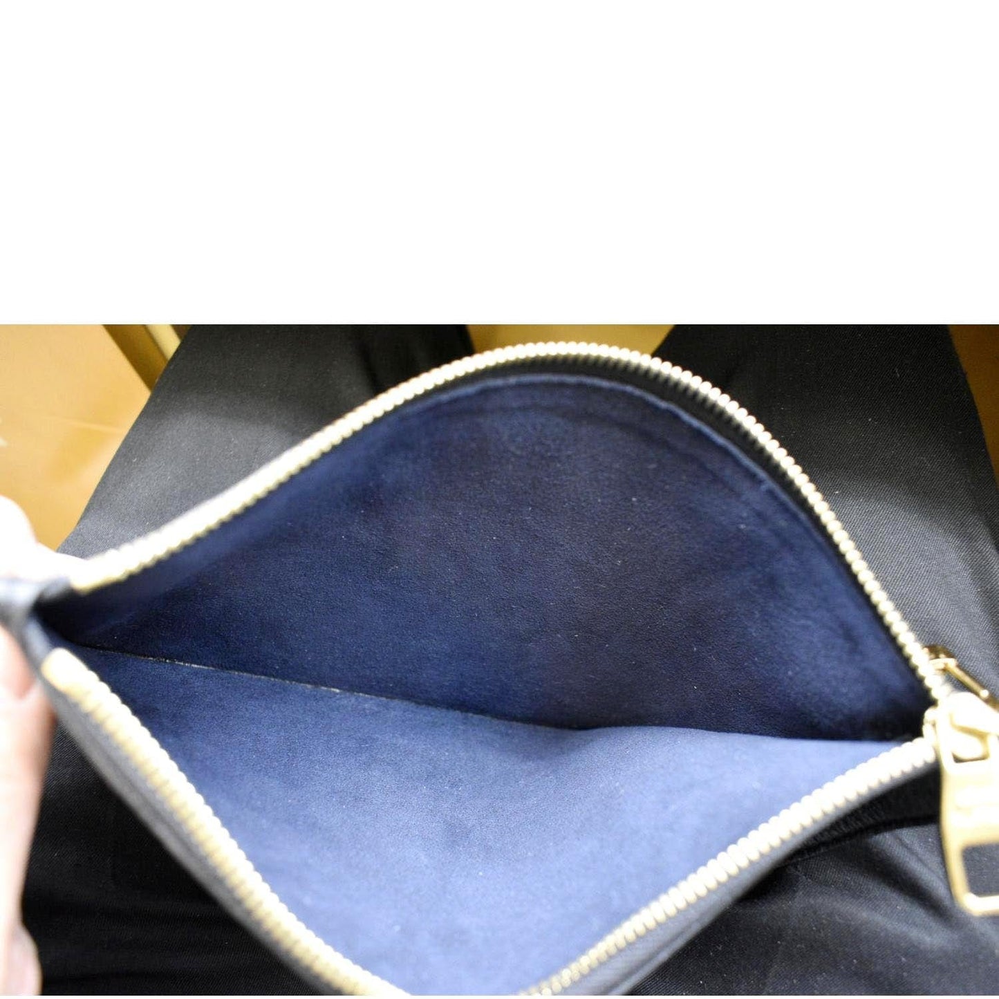 LOUIS VUITTON Empreinte Monogram Neverfull MM Pochette Wristlet Pouch Black