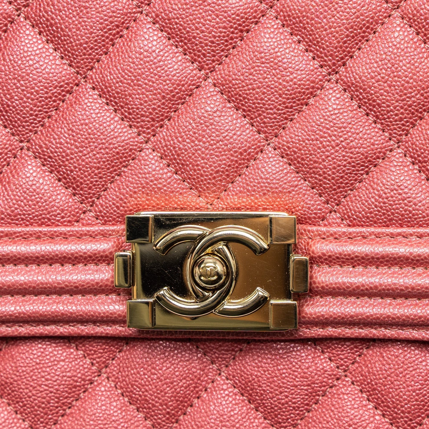 Chanel Vertical Boy Bag Metallic Grained Calfskin Pink L