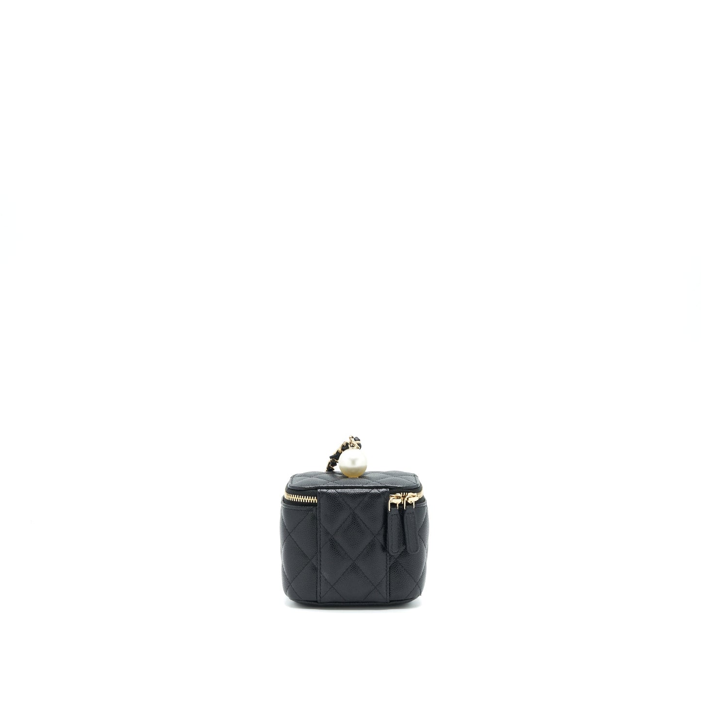 Chanel small Vanity Clutch with Chain with CC Pearl Caviar Black L