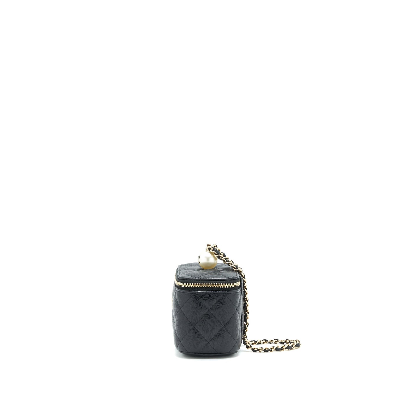 Chanel small Vanity Clutch with Chain with CC Pearl Caviar Black L
