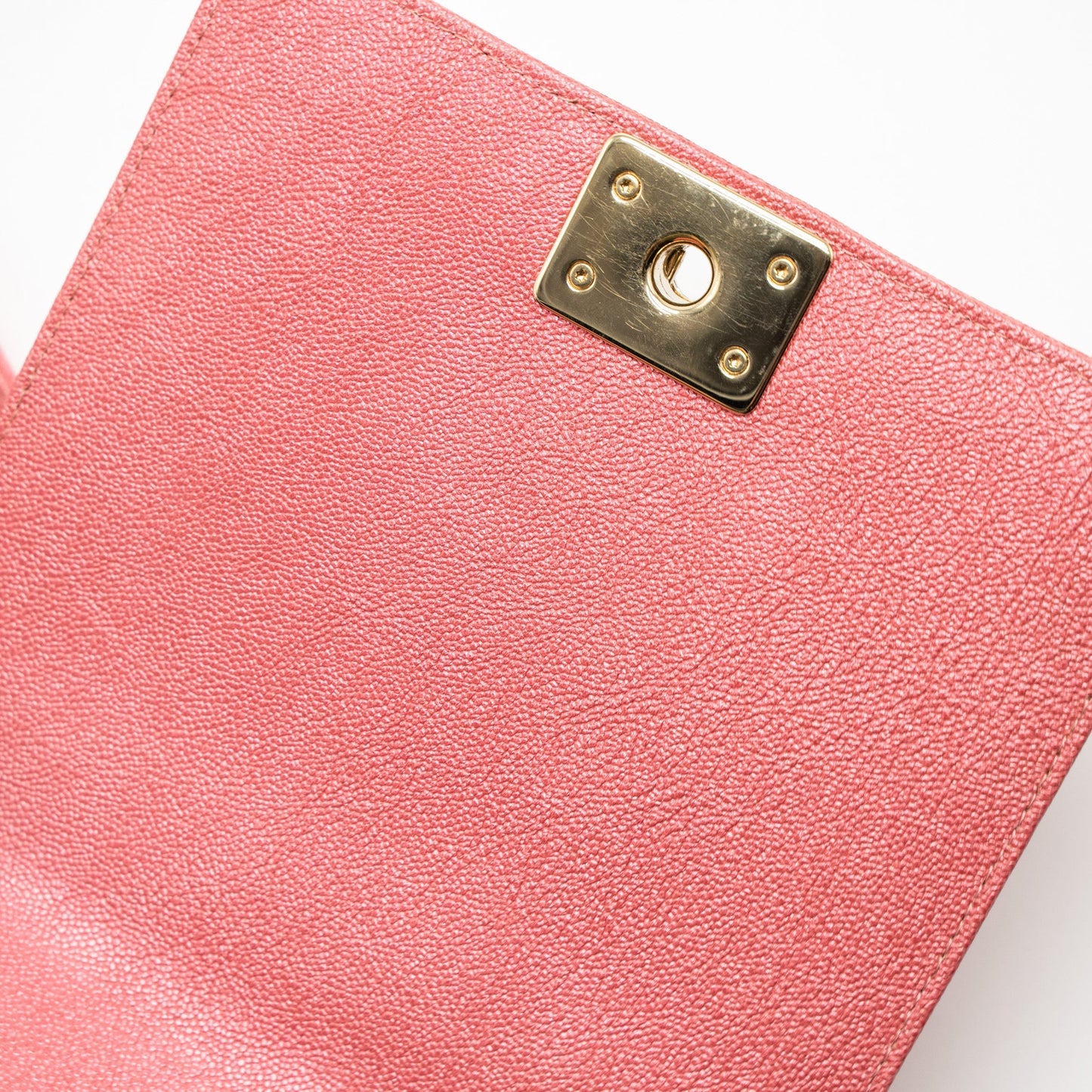 Chanel Vertical Boy Bag Metallic Grained Calfskin Pink L