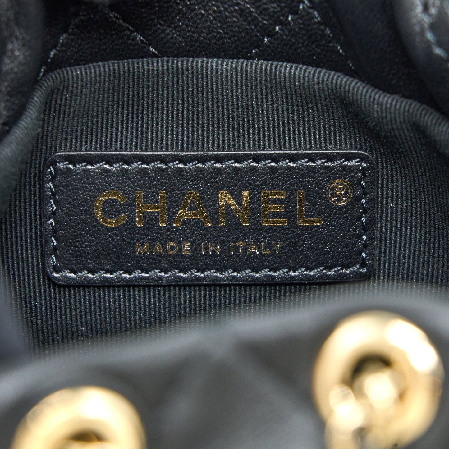 Chanel Mini Pearly Bucket Bag with Chain Lambskin Black L