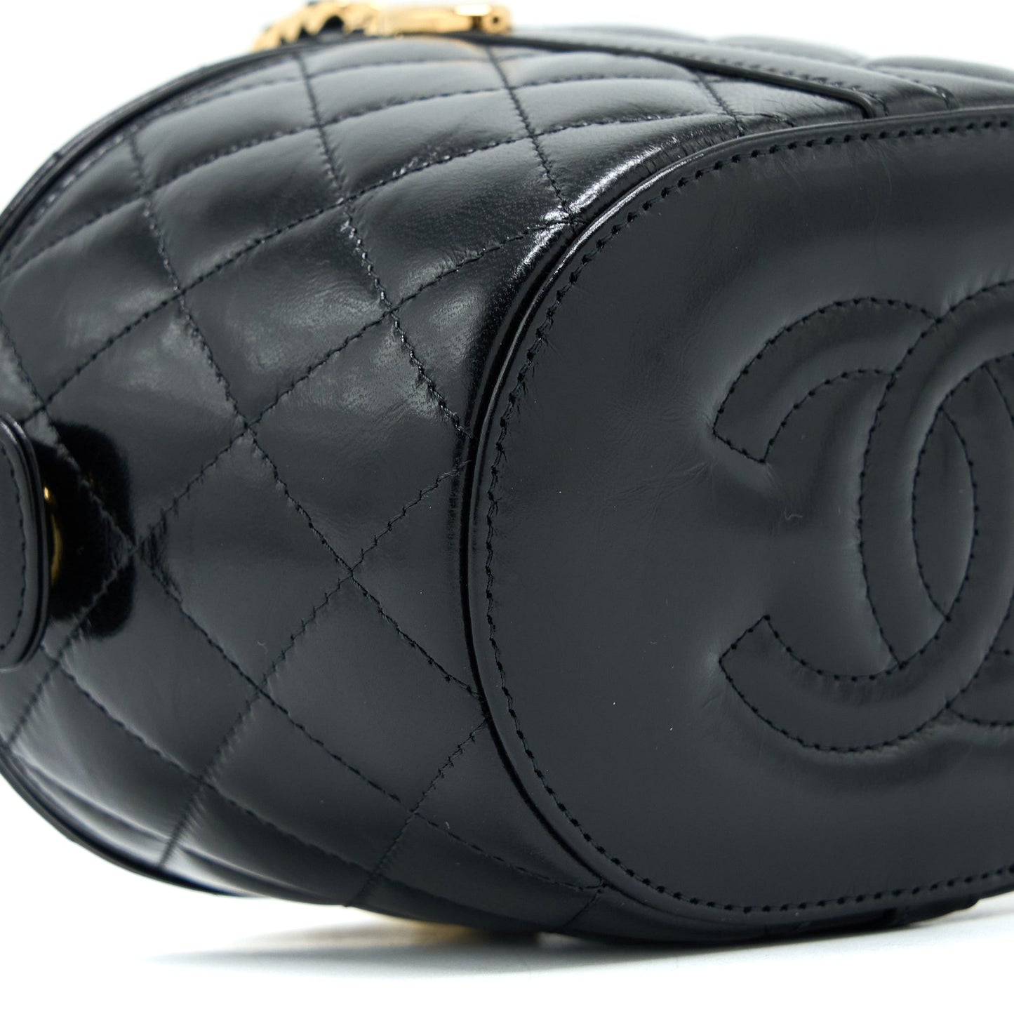 Chanel 23C Flap Bucket Bag Lambskin Black  (Microchip)