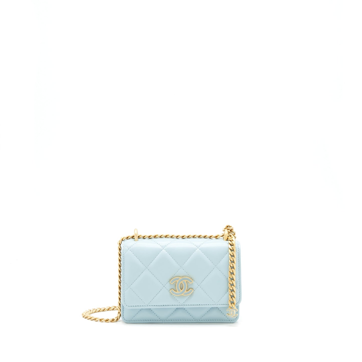 Chanel 22P Purse Vanity with Chain light blue