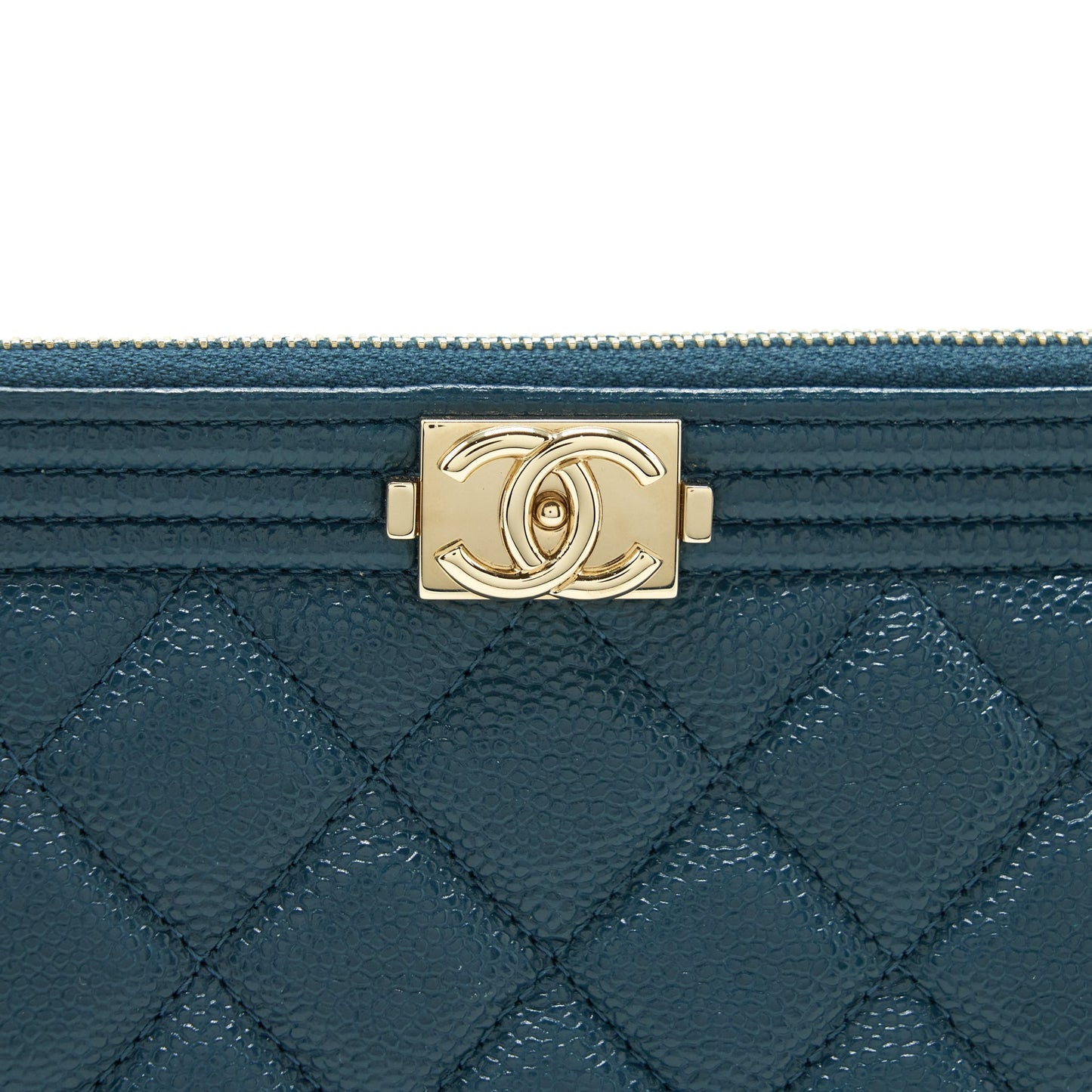 Chanel Boy Pouch Caviar Dark Green L