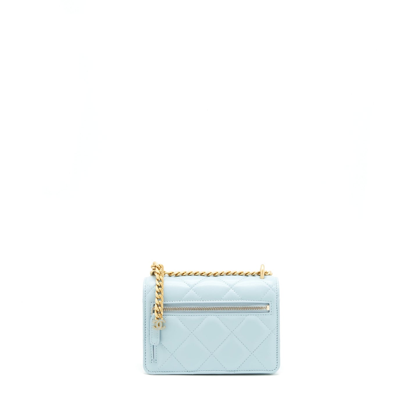 Chanel 22P Purse Vanity with Chain light blue