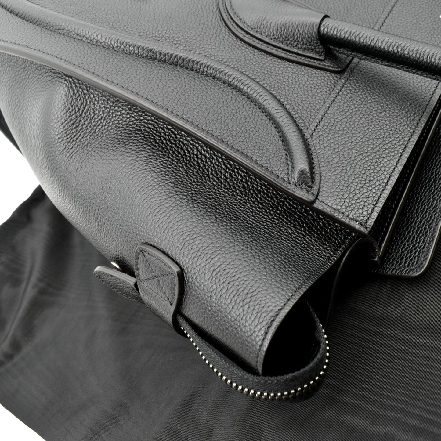 CELINE Drummed Mini Luggage Calfskin Leather Tote Bag Black