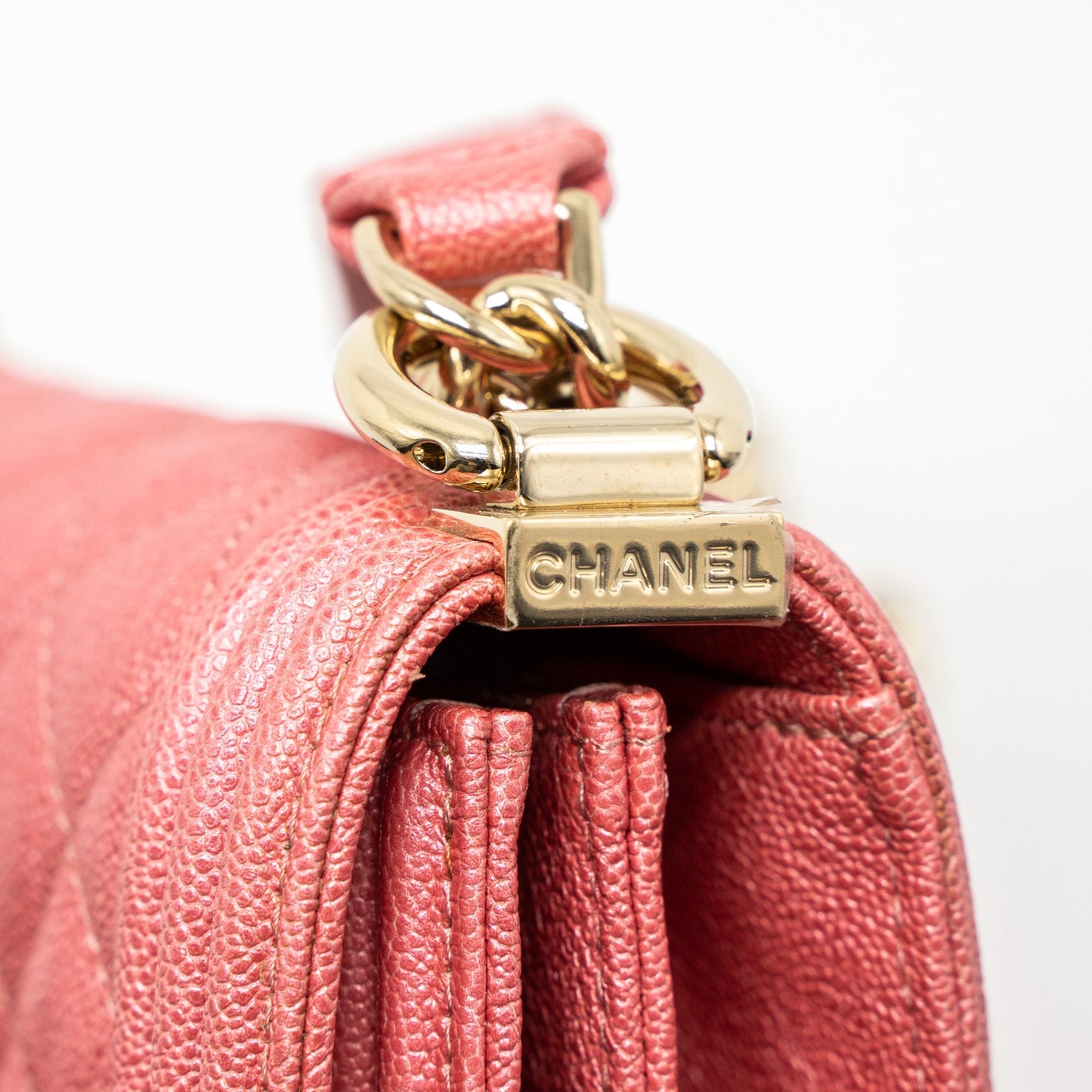 Chanel Vertical Boy Bag Metallic Grained Calfskin Pink L
