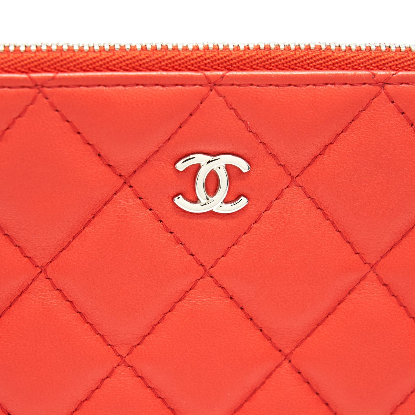Chanel Small O-Case Pouch Lambskin Red