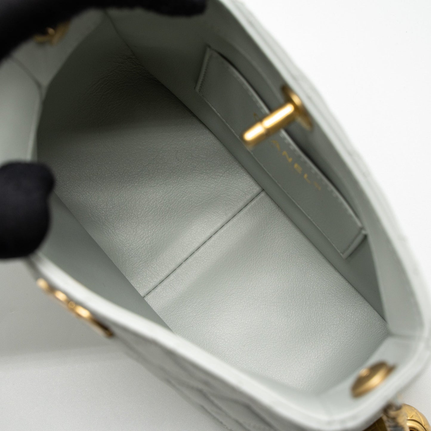 Chanel Pearl Crush Hobo Bag Lambskin Light Grey Brushed  (Microchip)