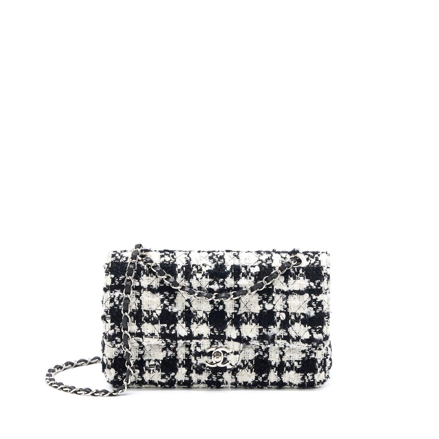 Chanel Classic Double Flap Bag Tweed Black/White