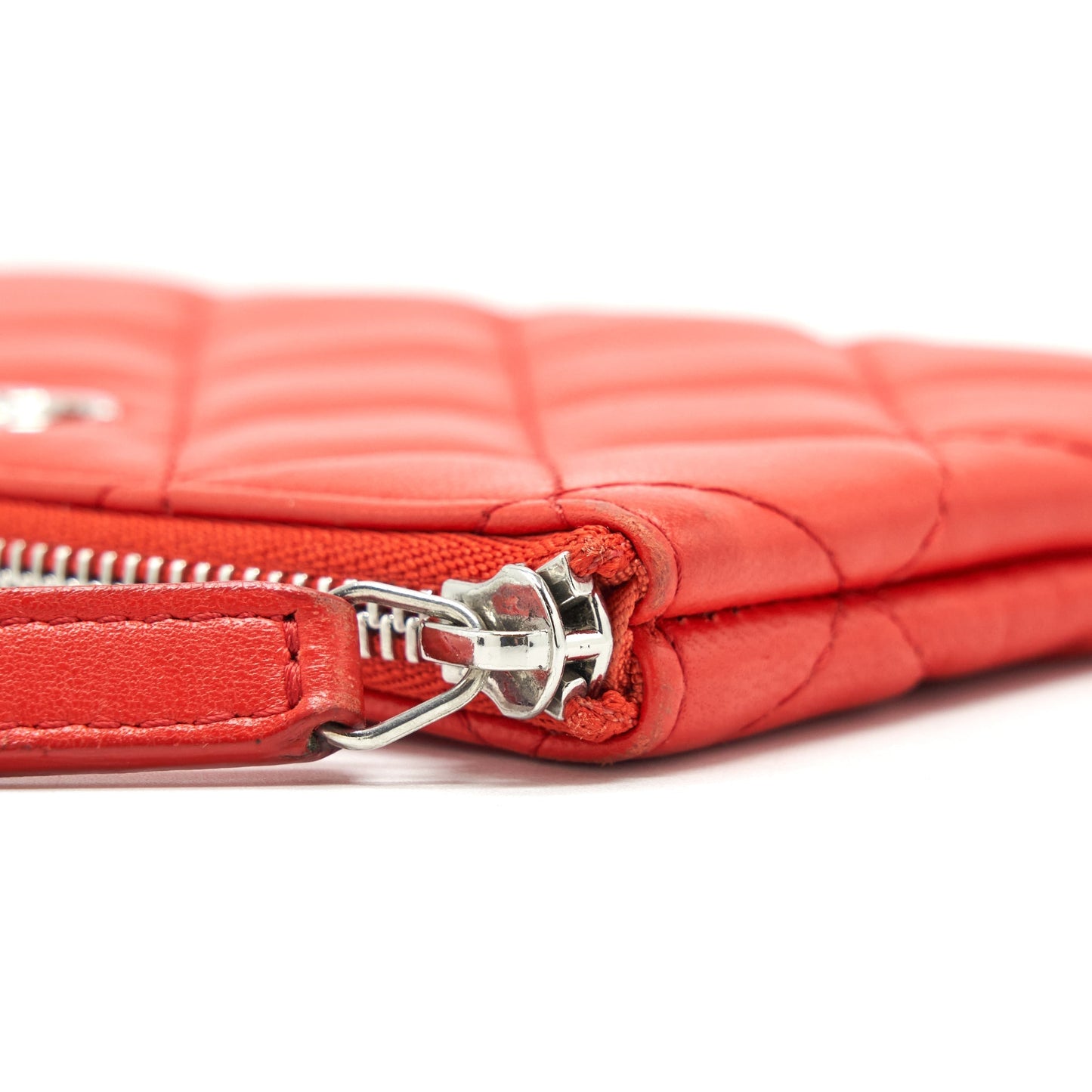 Chanel Small O-Case Pouch Lambskin Red
