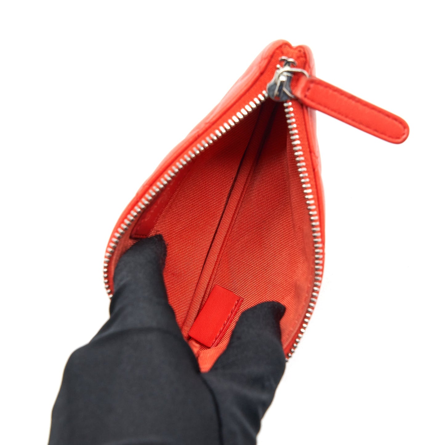 Chanel Small O-Case Pouch Lambskin Red