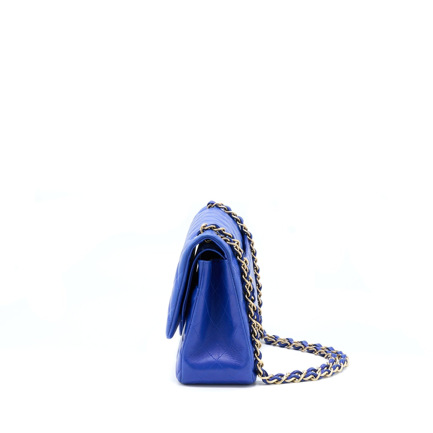 Chanel Jumbo Classic Double Flap Bag Lambskin Blue Brushed