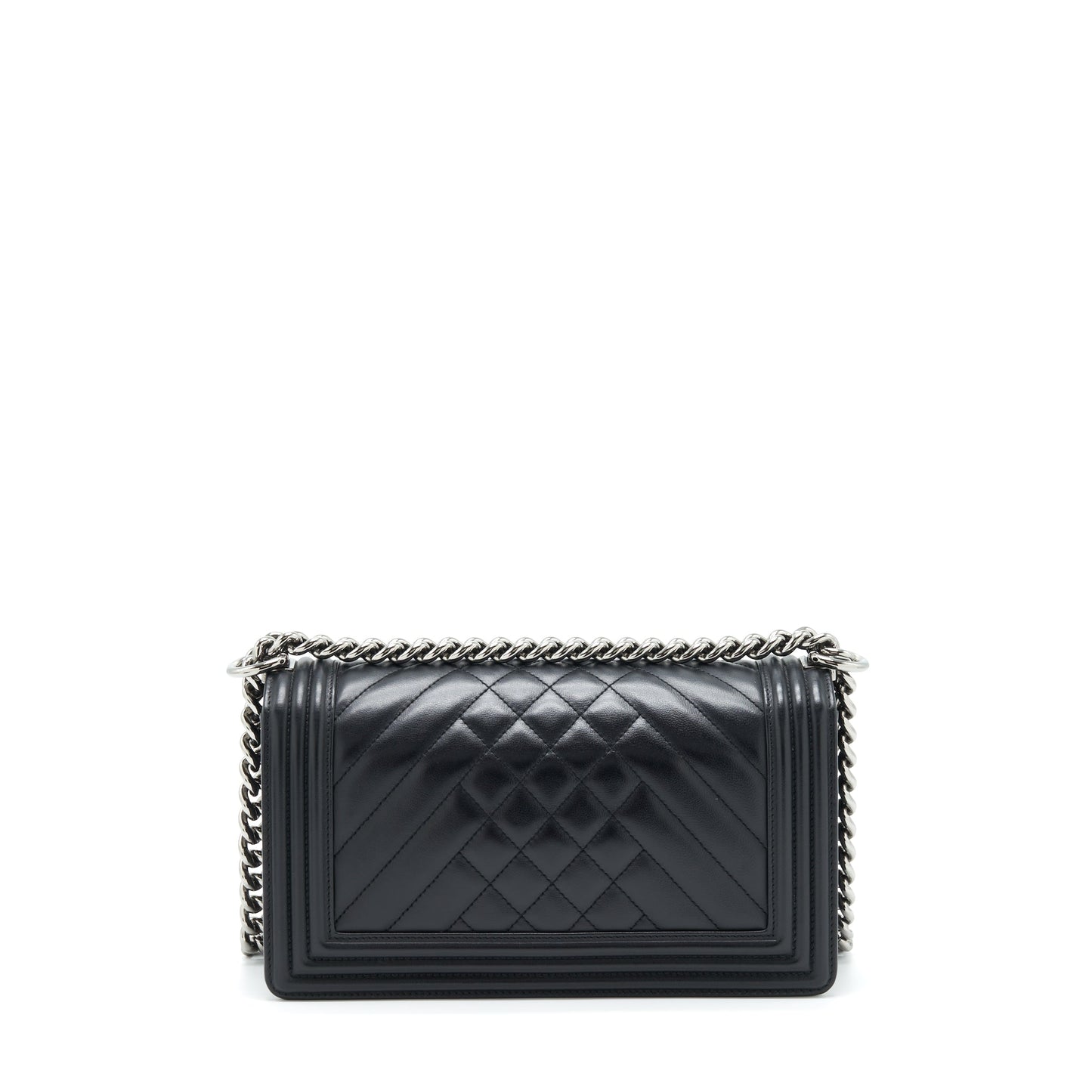 Chanel Medium Boy Bag Quilted And Chevron Calfskin Black