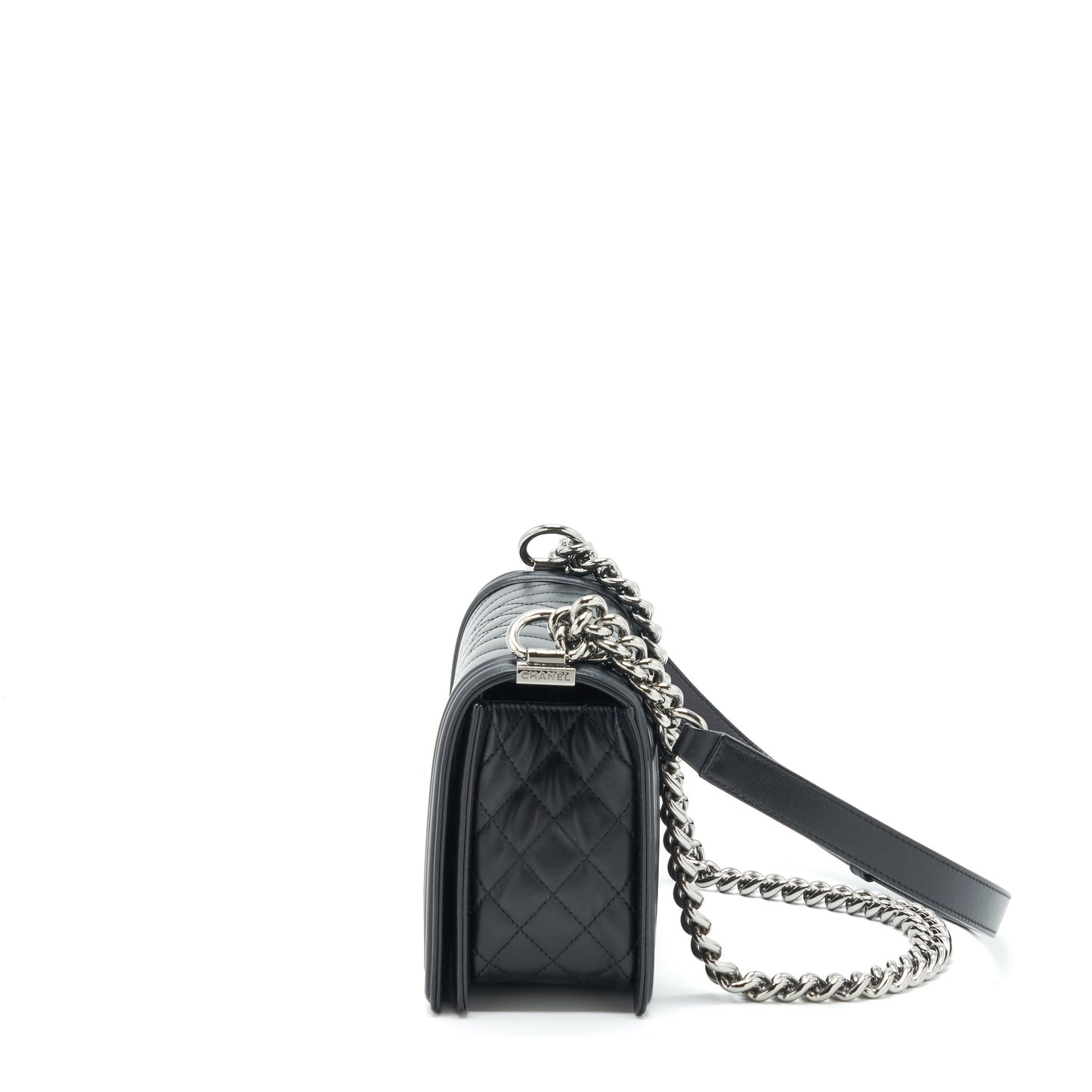 Chanel Medium Boy Bag Quilted And Chevron Calfskin Black