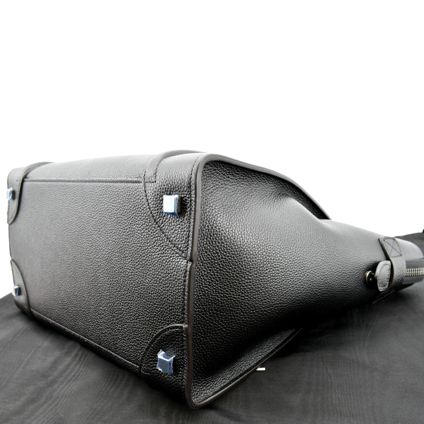 CELINE Drummed Mini Luggage Calfskin Leather Tote Bag Black