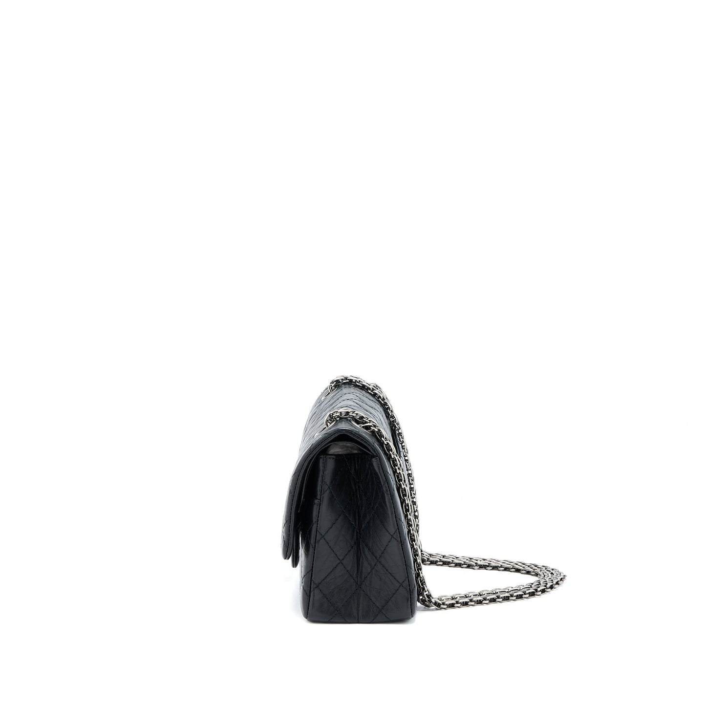 Chanel Small 2.55 255 Double Flap Bag Calfskin Black Ruthenium