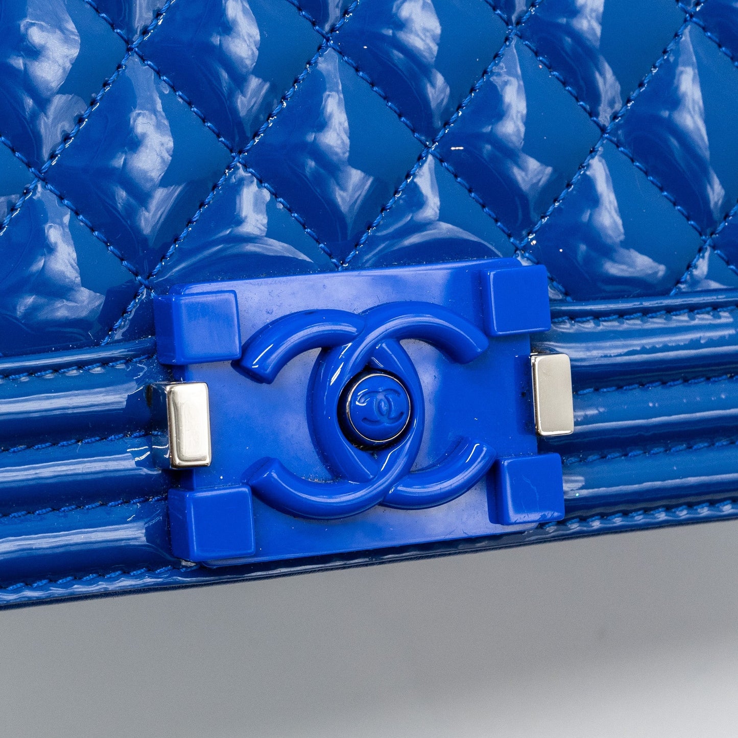 Chanel Medium Boy Bag Patent Dark Blue
